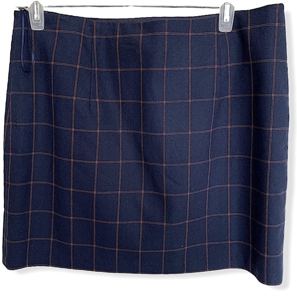 Nwt Gianni Bini Navy Windowpane Check Skirt Sz L - Picture 3 of 9